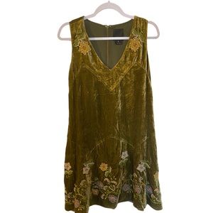 Anna Sui for Anthropologie olive mini dress